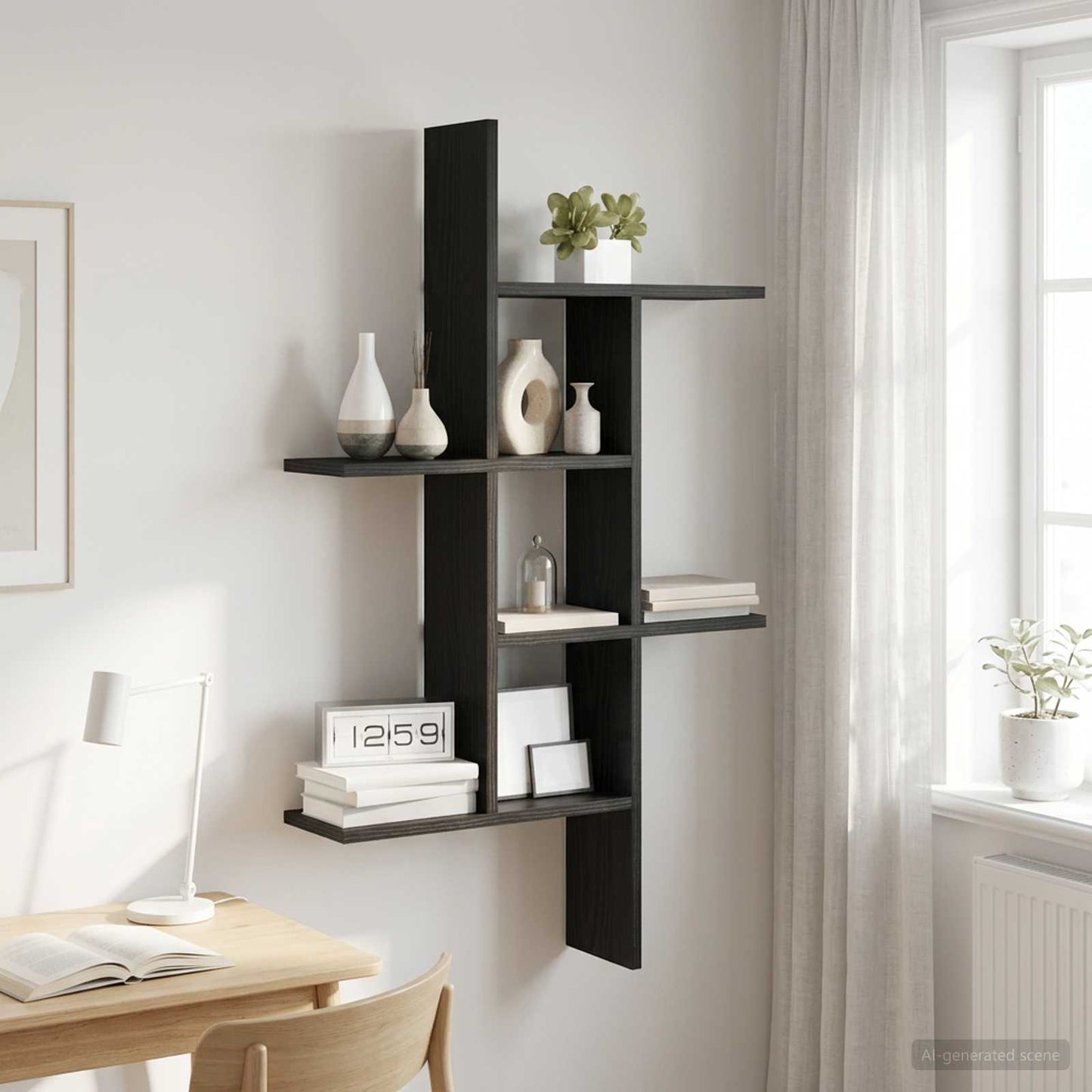 Scaffale da parete Rovere Nero 61 x 15 x 102 cm | homemem39