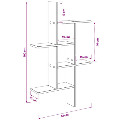 Scaffale da parete Rovere Nero 61 x 15 x 102 cm | homemem39