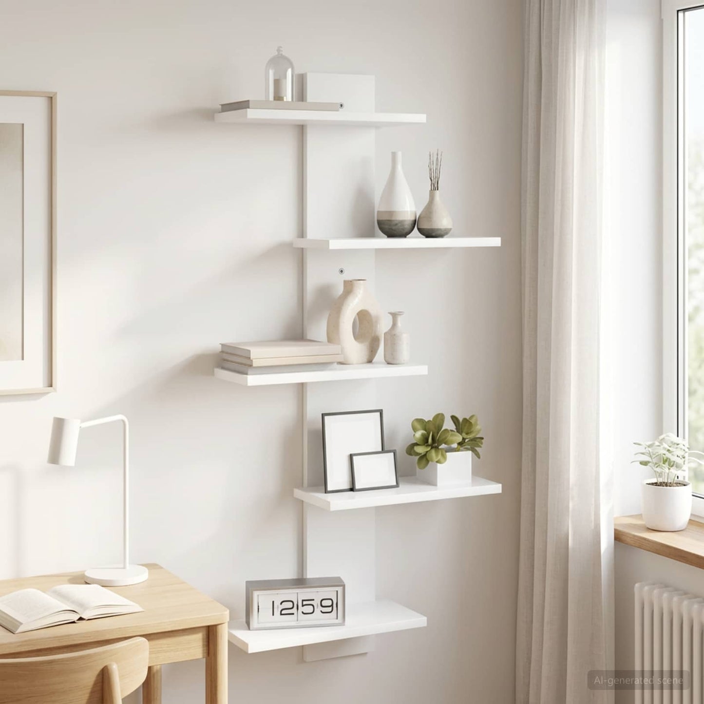 Mensola a muro flottante Bianco 48,5 x 15 x 101 cm | homemem39