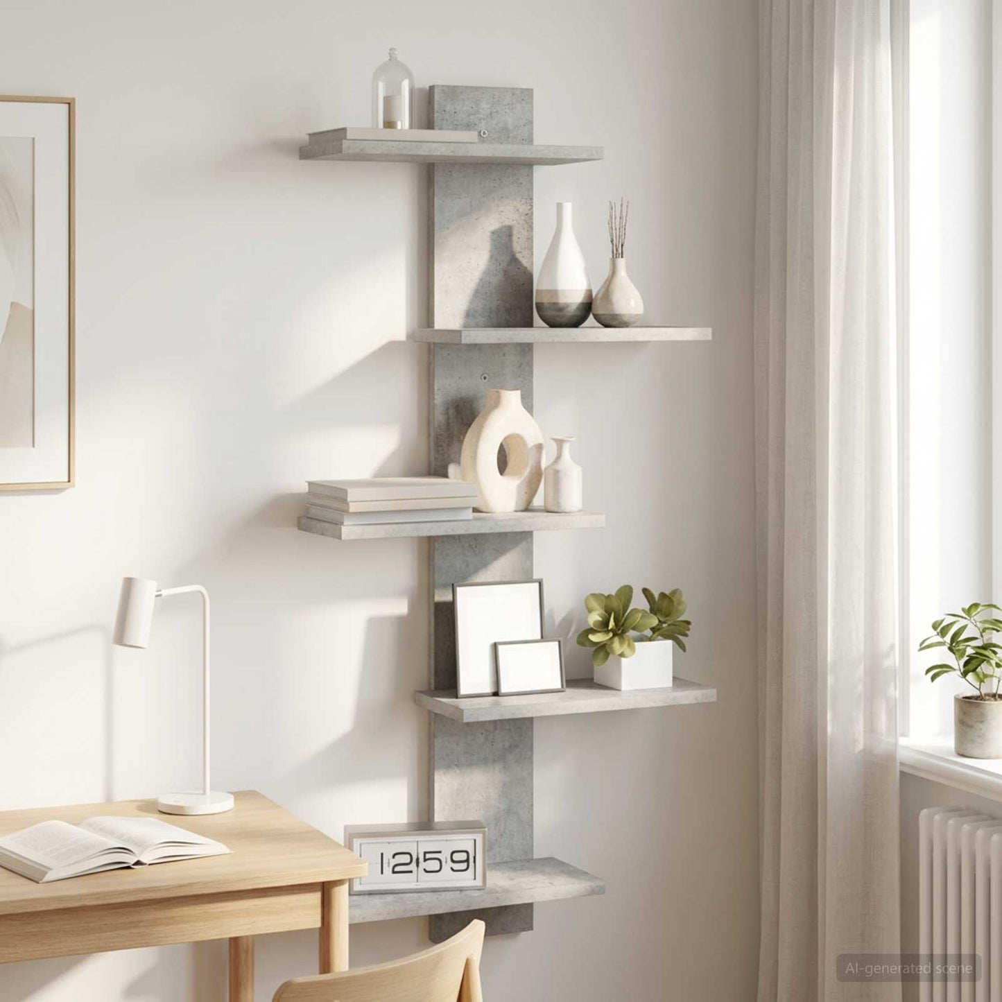 Mensola a muro flottante Grigio Cemento 48,5 x 15 x 101 cm | homemem39