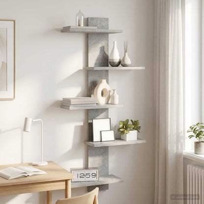 Mensola a muro flottante Grigio Cemento 48,5 x 15 x 101 cm | homemem39