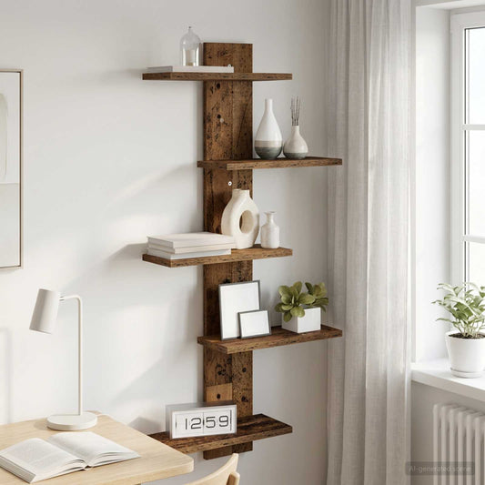 Mensola a muro flottante Legno antico 48,5 x 15 x 101 cm | homemem39