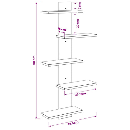 Mensola a muro flottante Rovere Artigianale 48,5 x 15 x 101 cm | homemem39