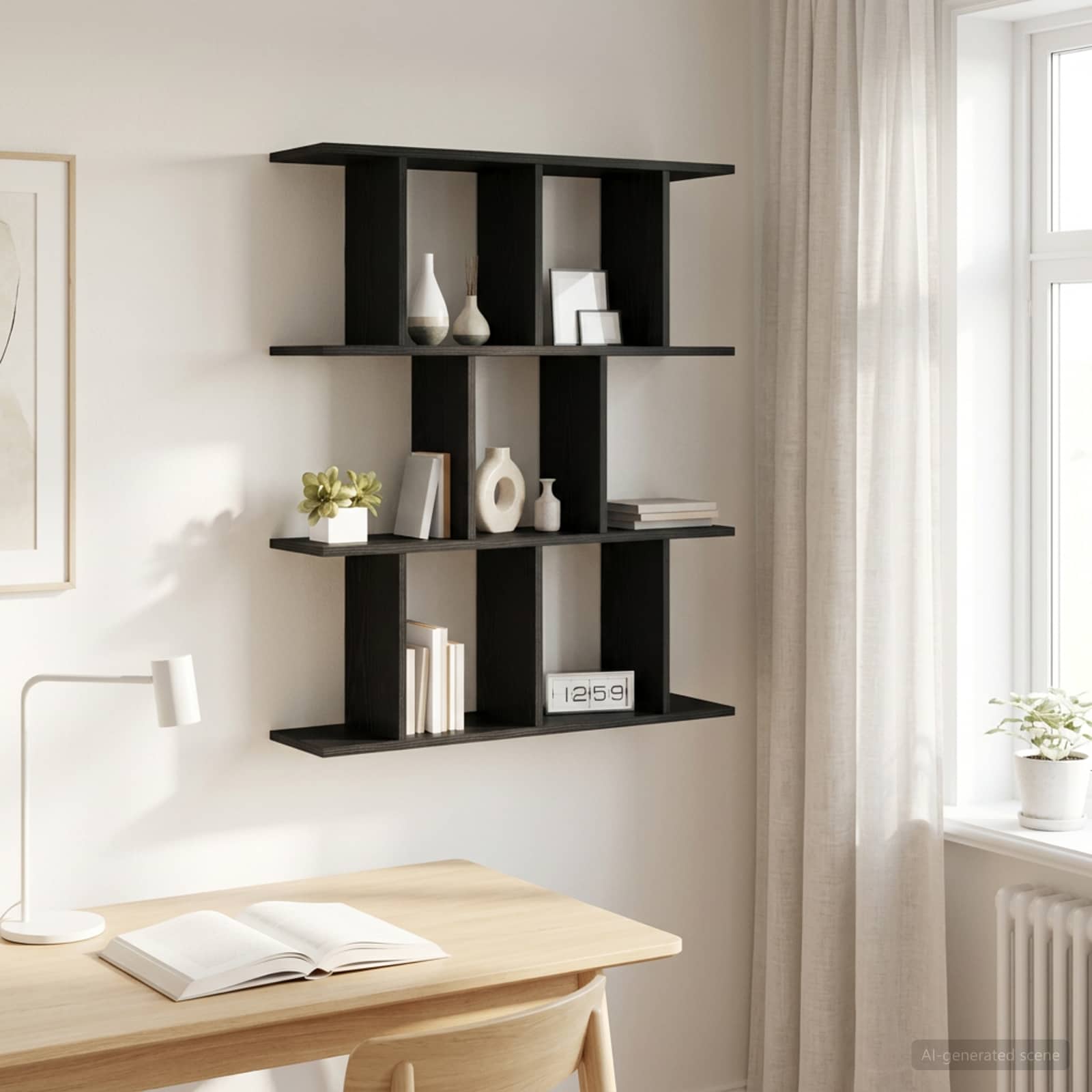 Scaffale da parete Rovere Nero 80 x 20 x 96 cm | homemem39