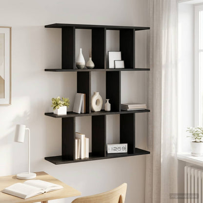 Scaffale da parete Rovere Nero 102 x 20 x 96 cm