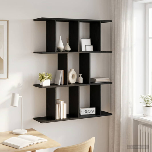 Scaffale da parete Rovere Nero 102 x 20 x 96 cm