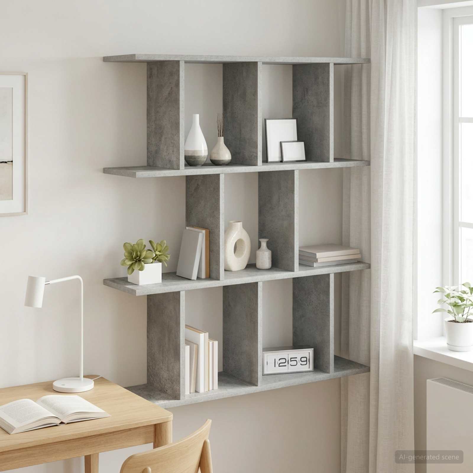 Scaffale da parete Grigio Cemento 102 x 20 x 96 cm | homemem39