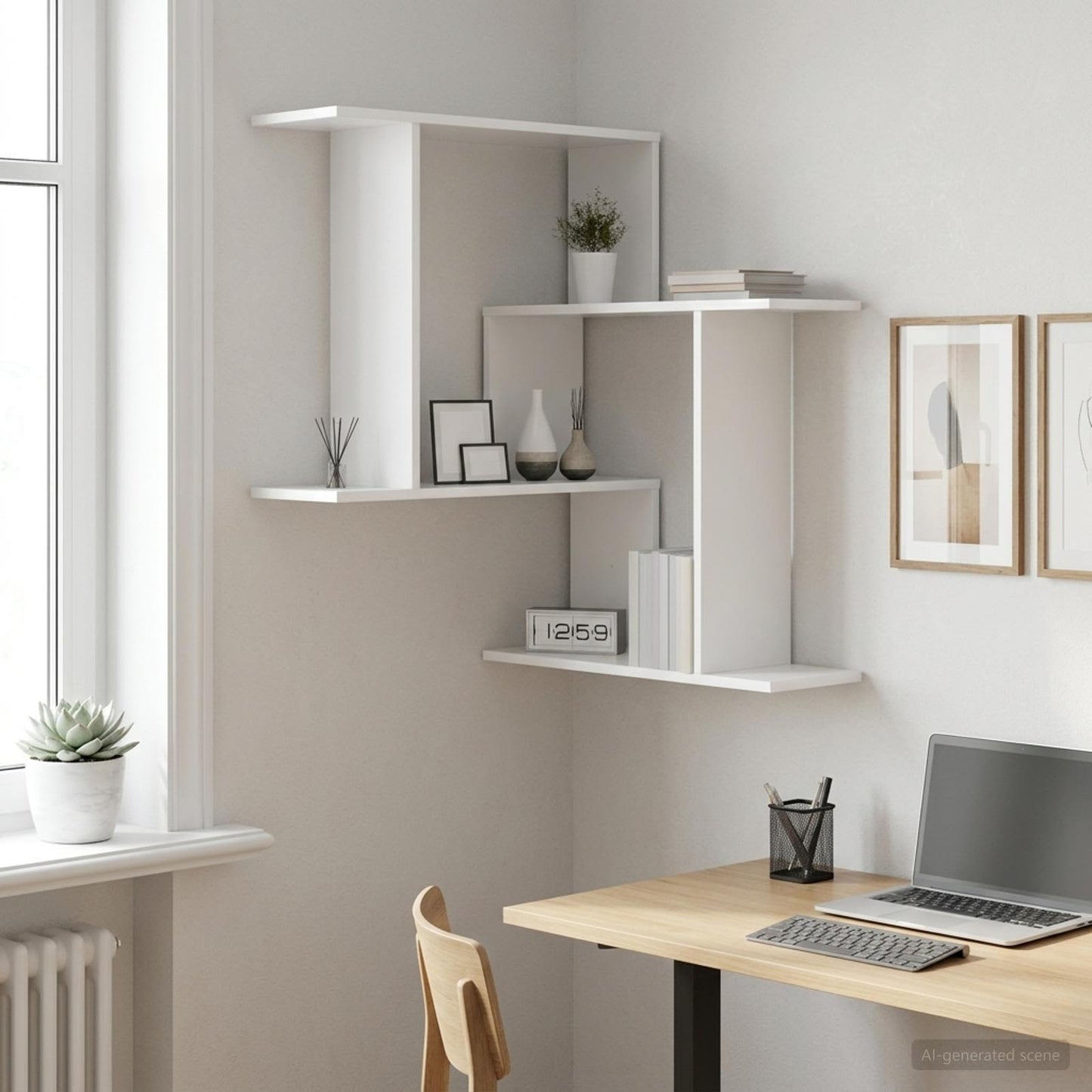 Scaffale da parete Bianco 67 x 67 x 87 cm Legno ingegnerizzato | homemem39