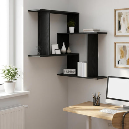 Scaffale da parete Rovere Nero 67 x 67 x 87 cm | homemem39