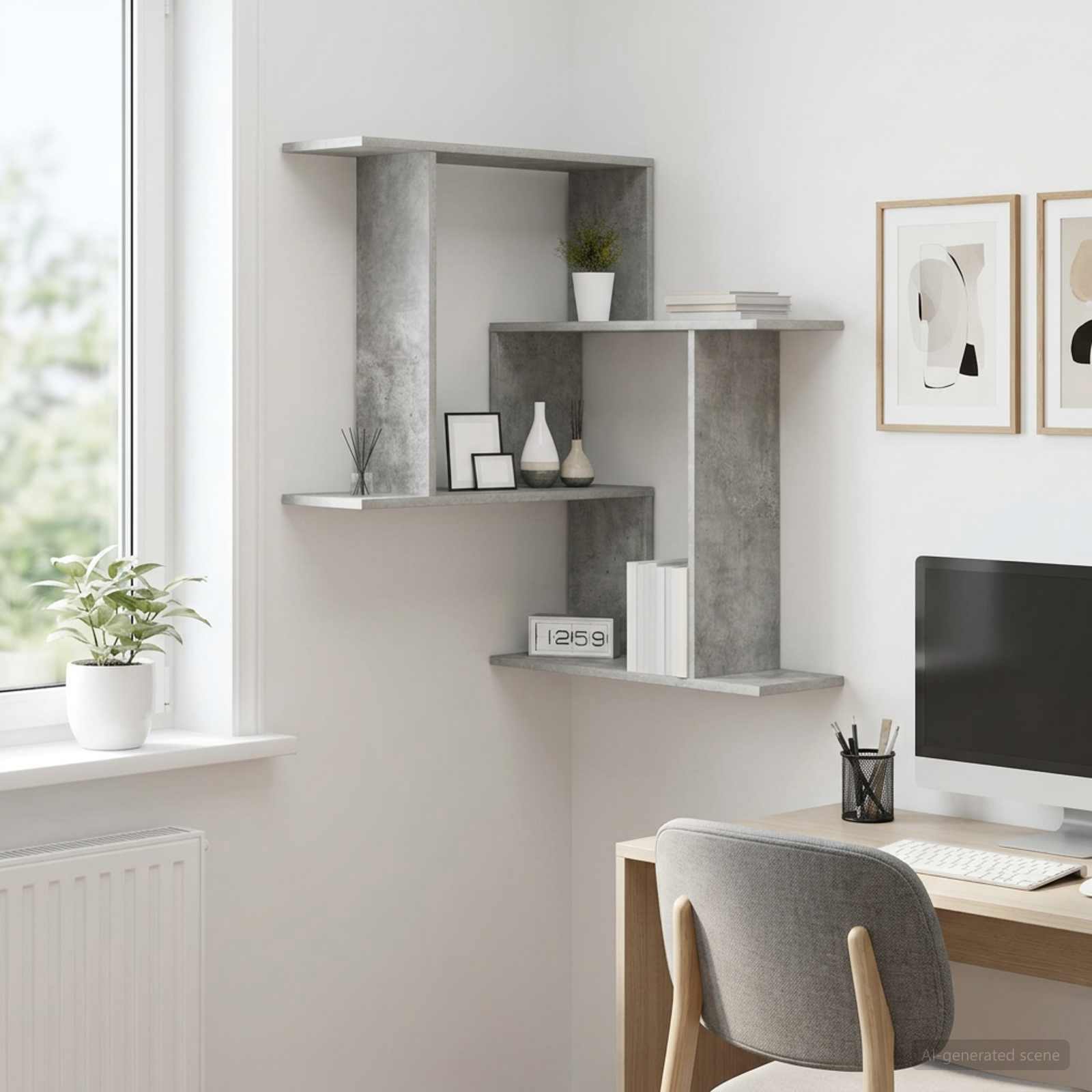 Scaffale da parete Grigio Cemento 67 x 67 x 87 cm | homemem39