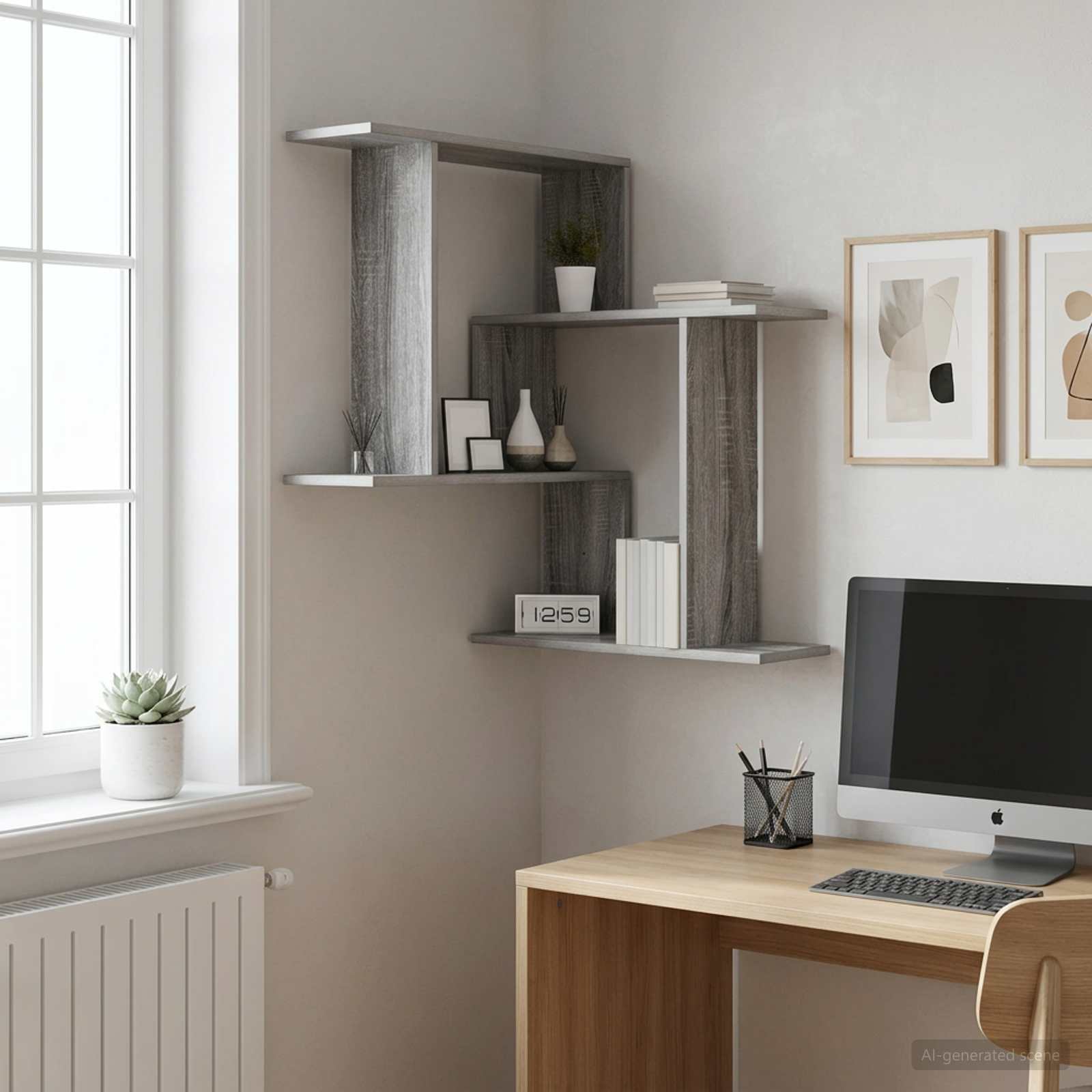 Scaffale da parete Sonoma grigio 67 x 67 x 87 cm | homemem39
