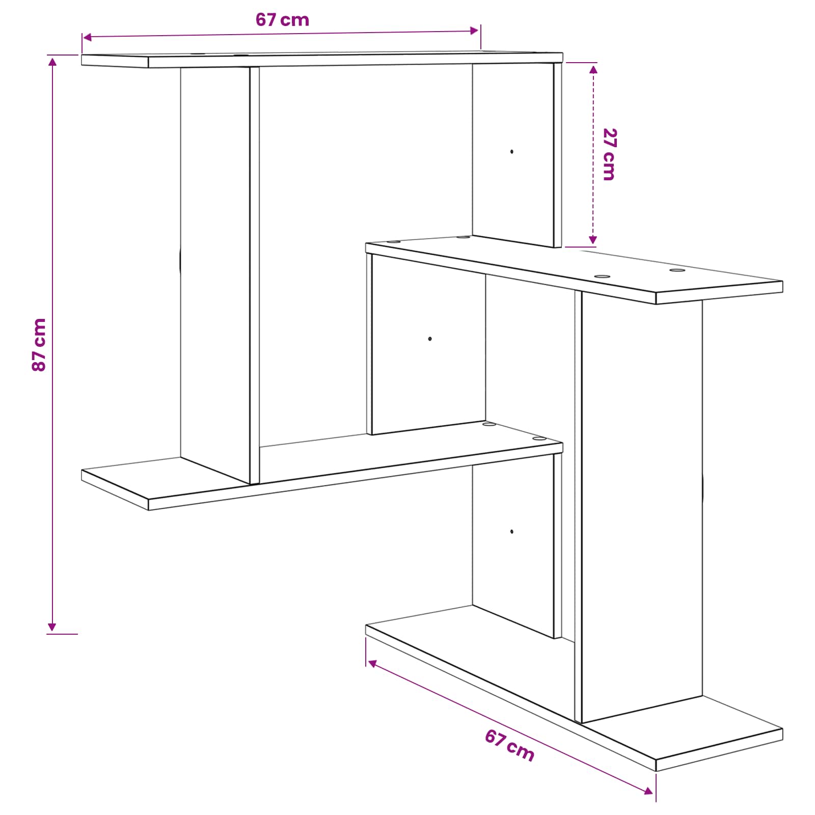 Scaffale da parete Sonoma grigio 67 x 67 x 87 cm | homemem39