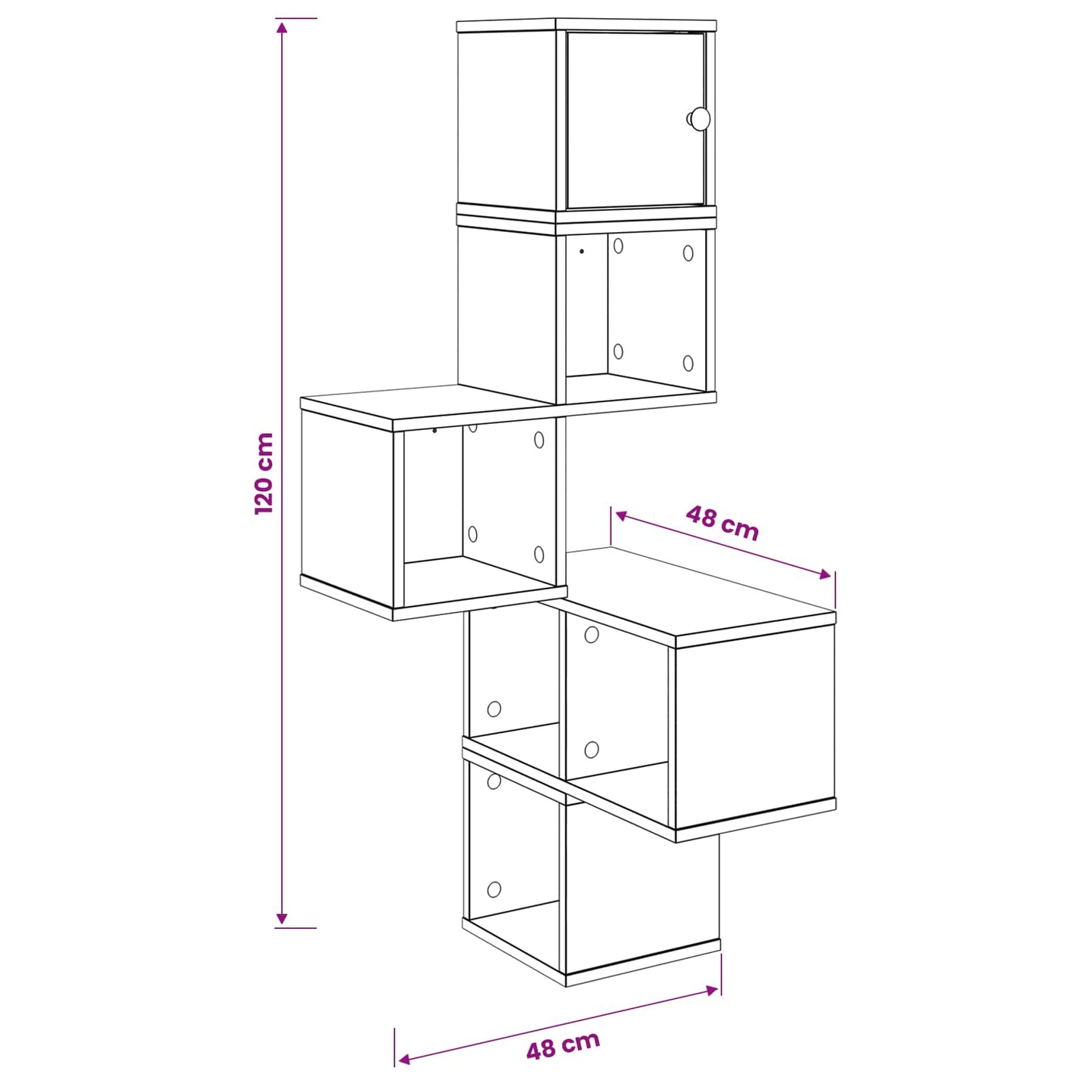 Mensola Angolare da Parete Bianco 48 x 48 x 120 cm | homemem39