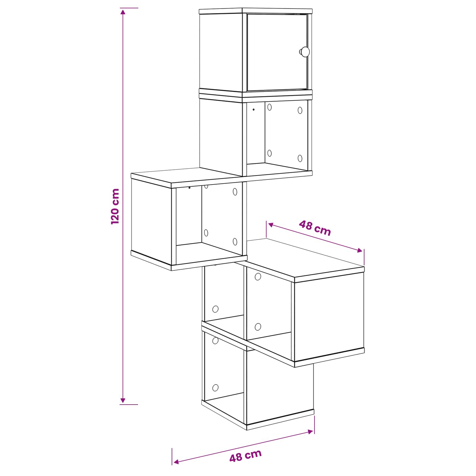 Mensola Angolare da Parete Bianco 48 x 48 x 120 cm | homemem39