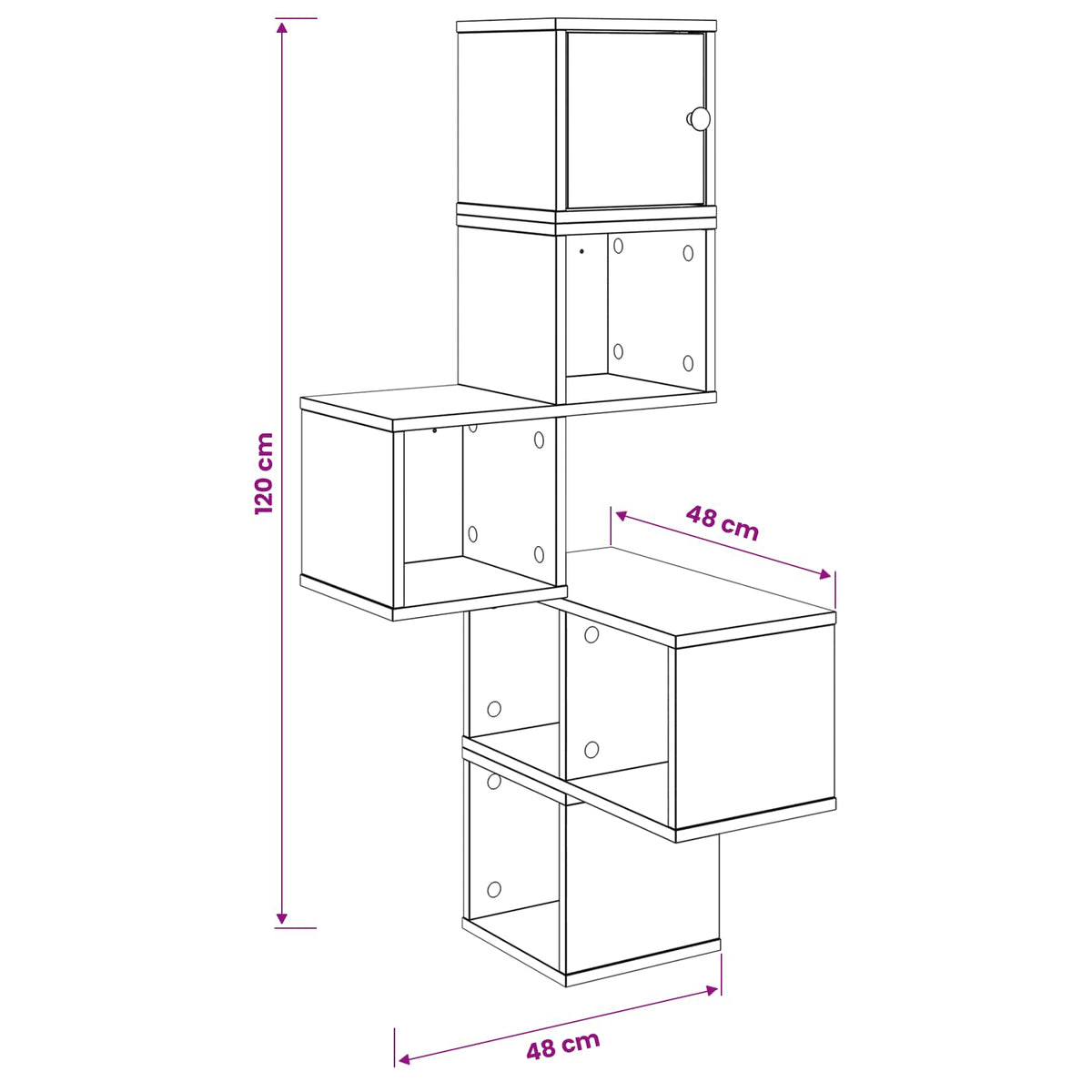 Mensola Angolare da Parete Rovere Nero 48 x 48 x 120 cm | homemem39