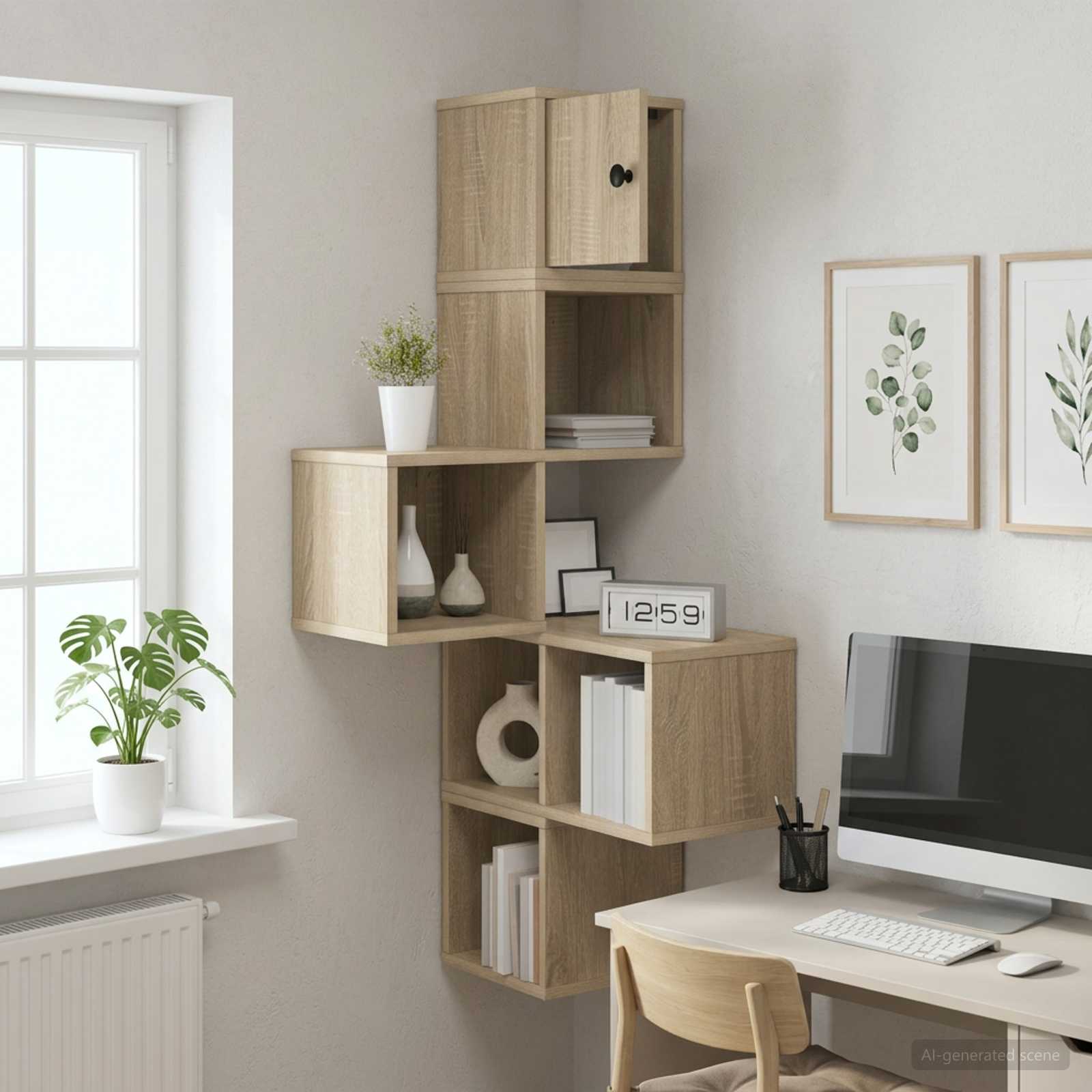 Mensola Angolare da Parete Rovere Sonoma 48 x 48 x 120 cm | homemem39
