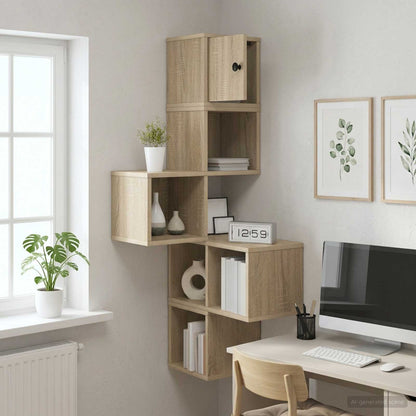 Mensola Angolare da Parete Rovere Sonoma 48 x 48 x 120 cm | homemem39