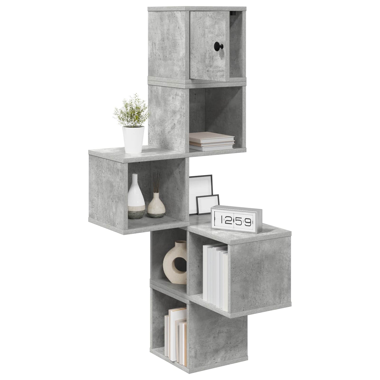 Mensola Angolare da Parete Grigio Cemento 48 x 48 x 120 cm | homemem39
