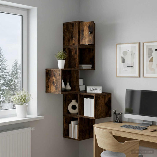 Mensola Angolare da Parete Rovere Fumo 48 x 48 x 120 cm | homemem39
