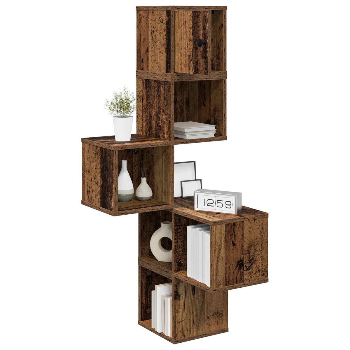 Mensola Angolare da Parete Legno antico 48 x 48 x 120 cm | homemem39