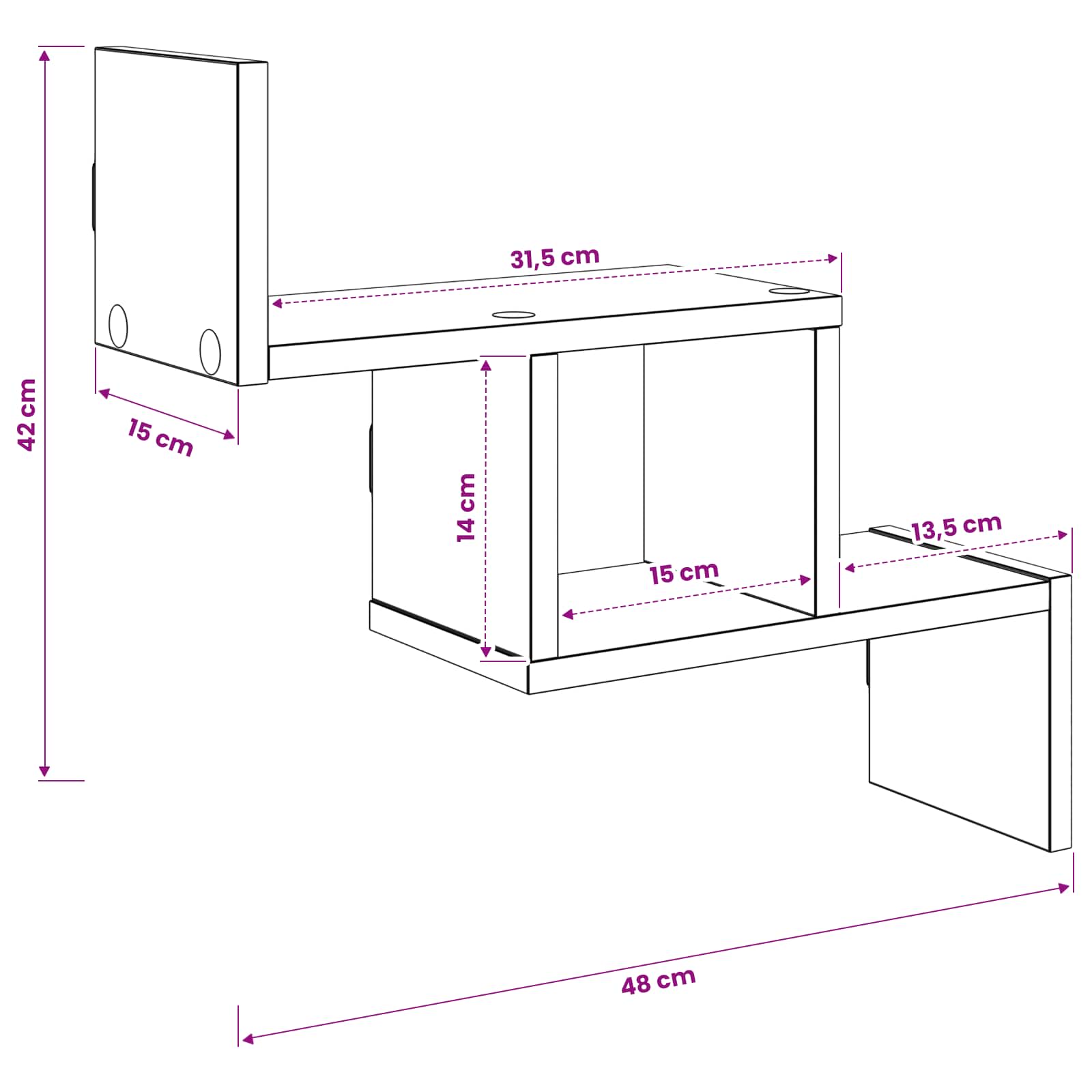 Scaffale da parete Bianco 48 x 15 x 42 cm Legno ingegnerizzato | homemem39