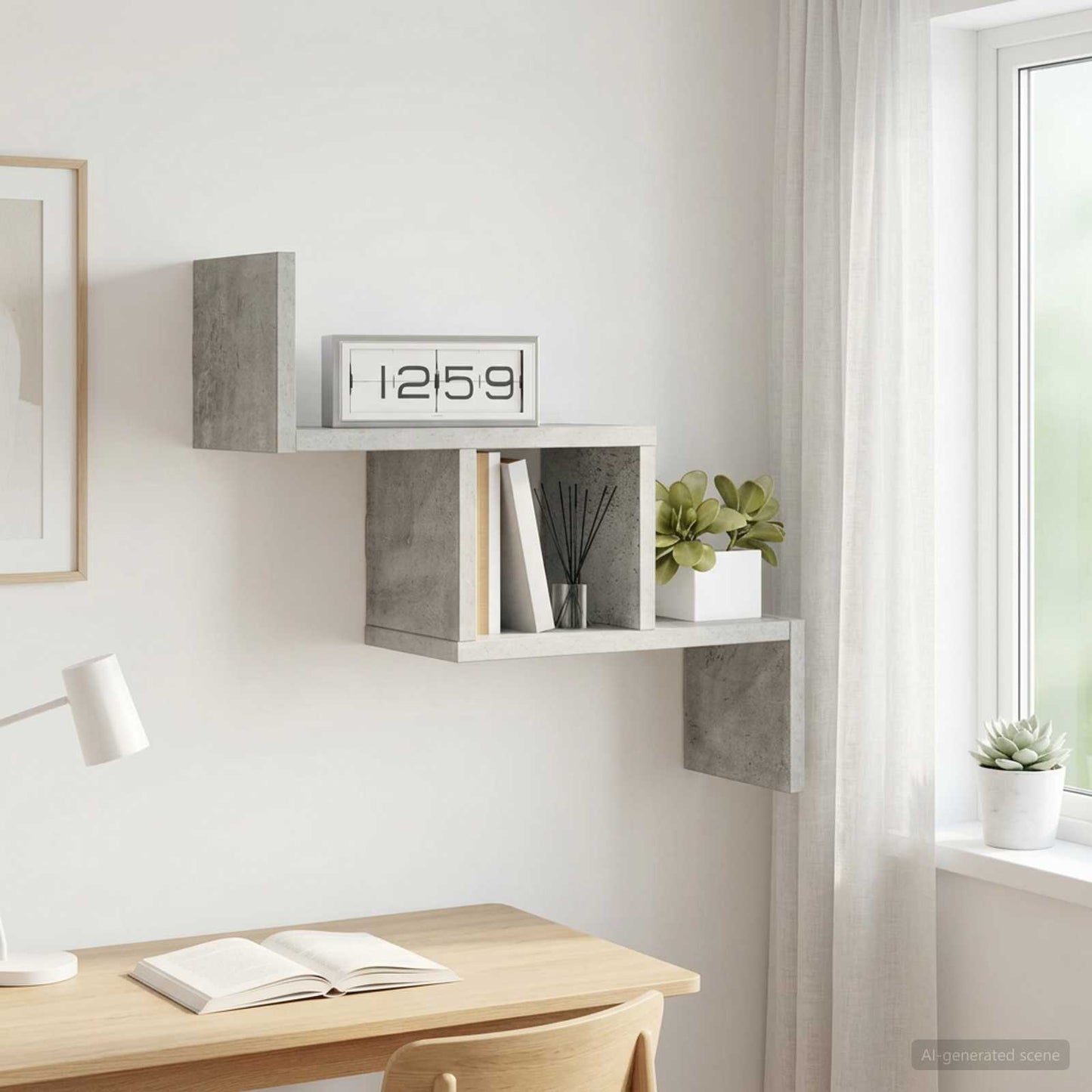 Scaffale da parete Grigio Cemento 48 x 15 x 42 cm | homemem39