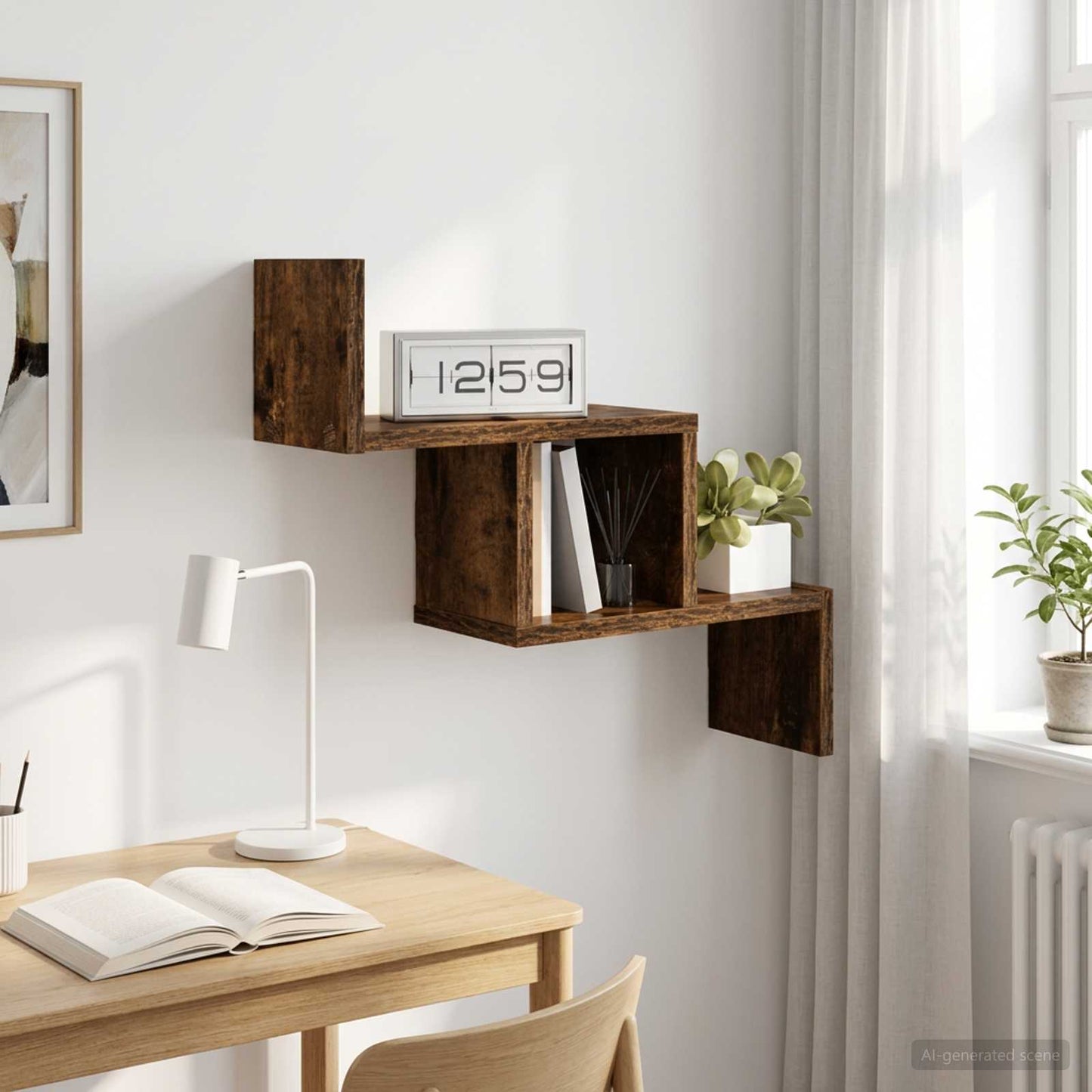 Scaffale da parete Rovere Fumo 48 x 15 x 42 cm | homemem39