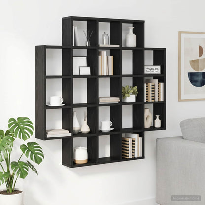 Scaffale da parete Rovere Nero 100 x 13 x 100 cm | homemem39
