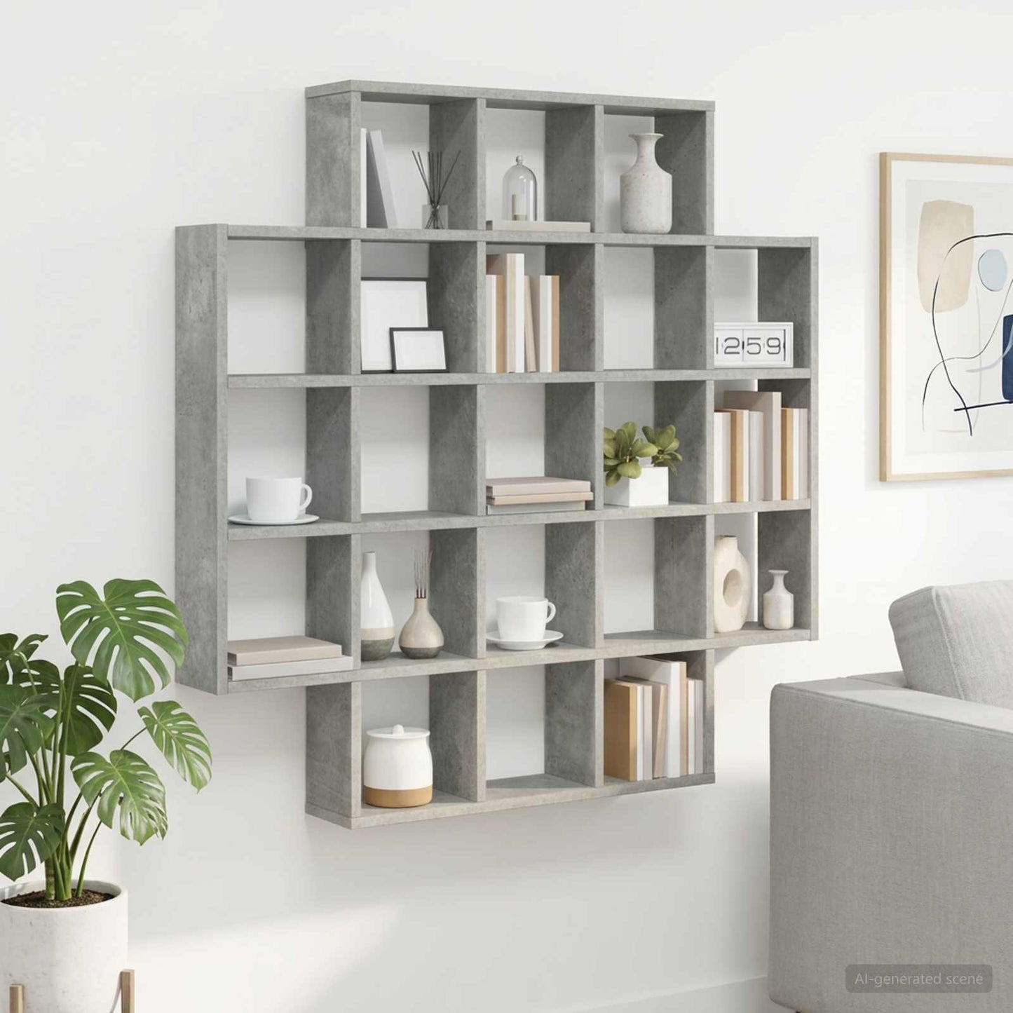 Scaffale da parete Grigio Cemento 100 x 13 x 100 cm | homemem39