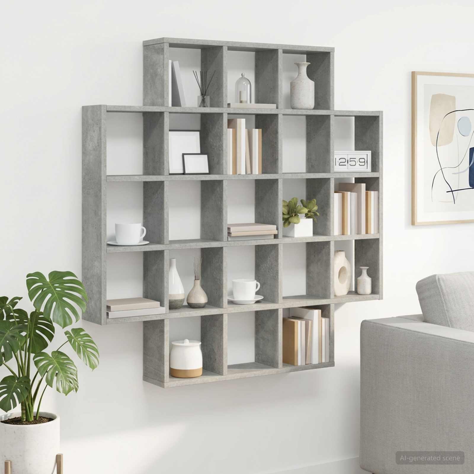 Scaffale da parete Grigio Cemento 100 x 13 x 100 cm | homemem39