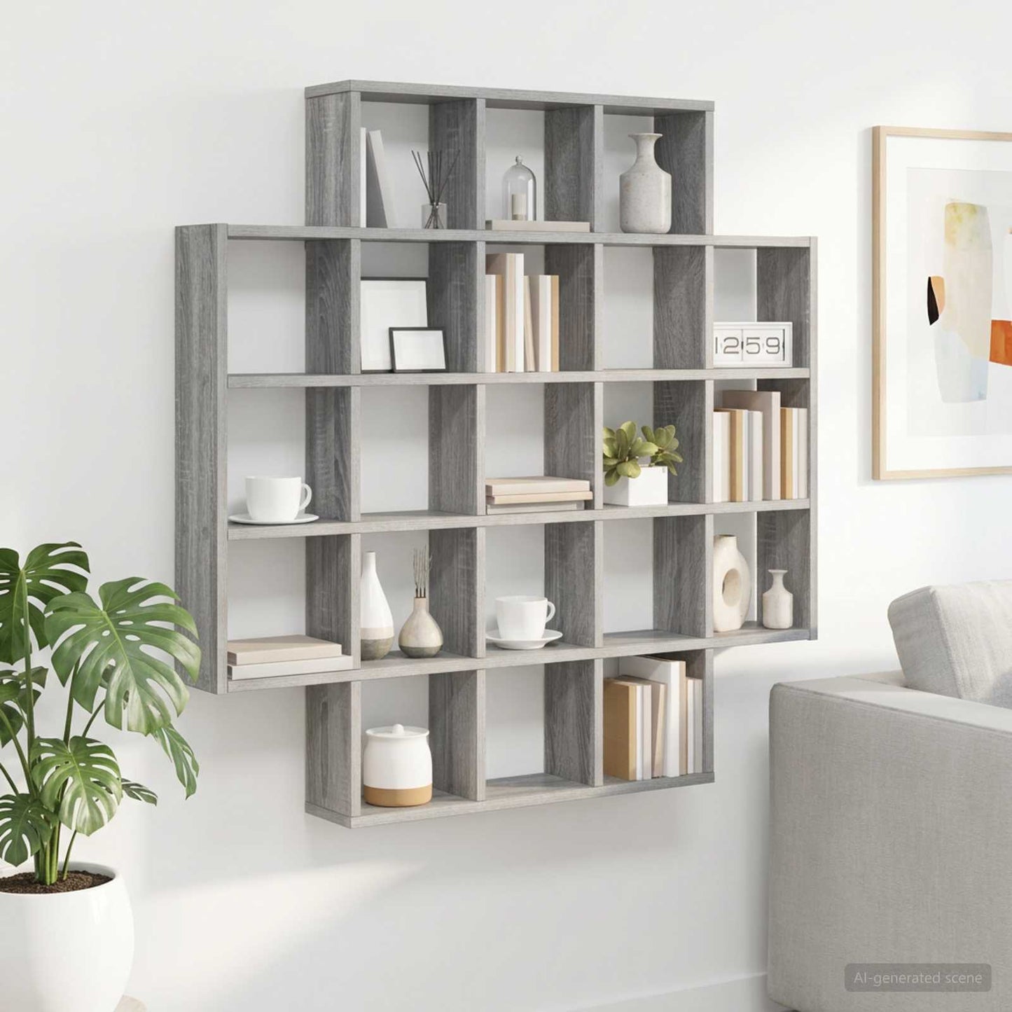 Scaffale da parete Sonoma grigio 100 x 13 x 100 cm | homemem39