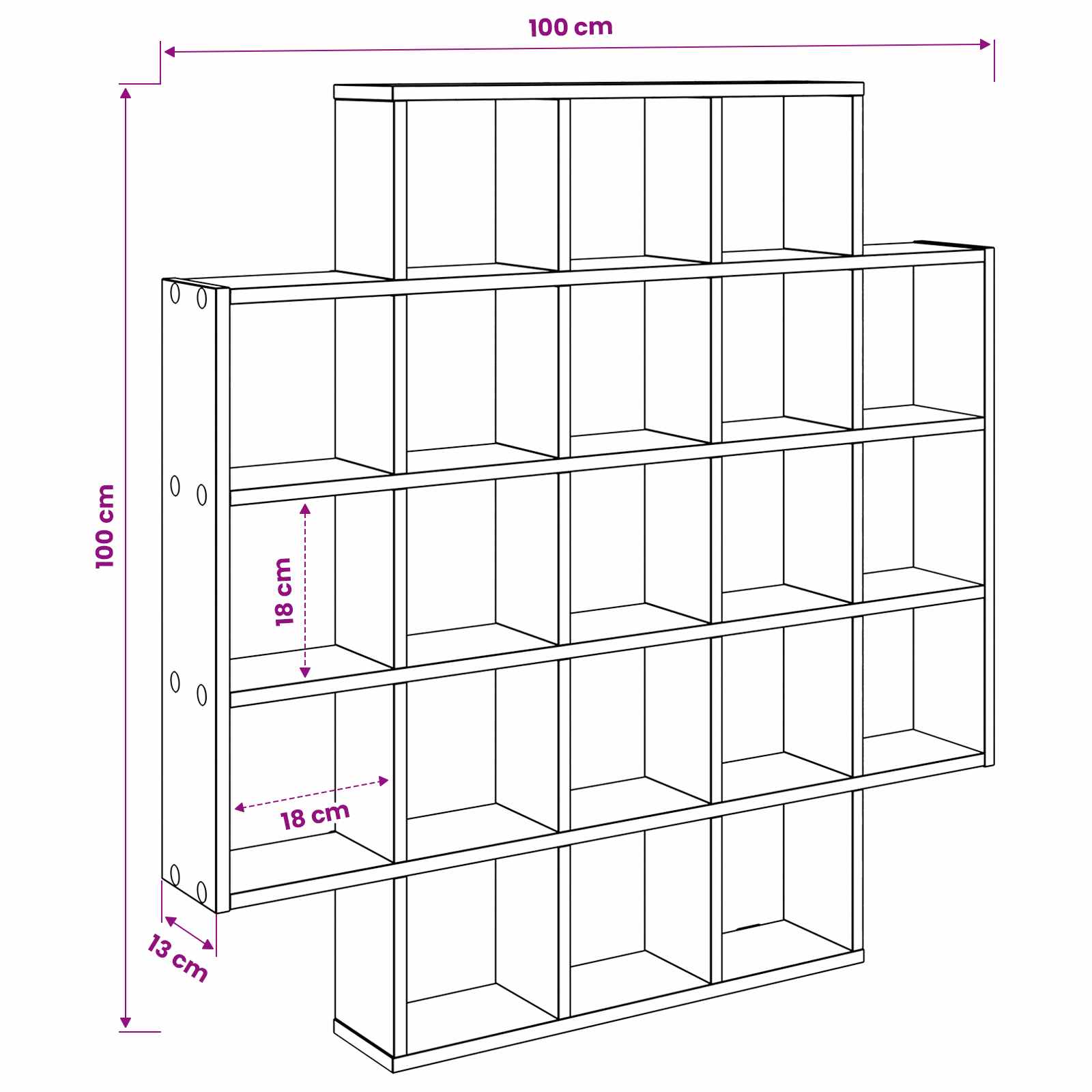 Scaffale da parete Sonoma grigio 100 x 13 x 100 cm | homemem39