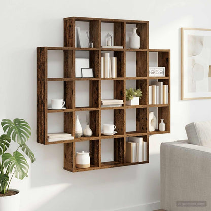 Scaffale da parete Legno antico 100 x 13 x 100 cm | homemem39