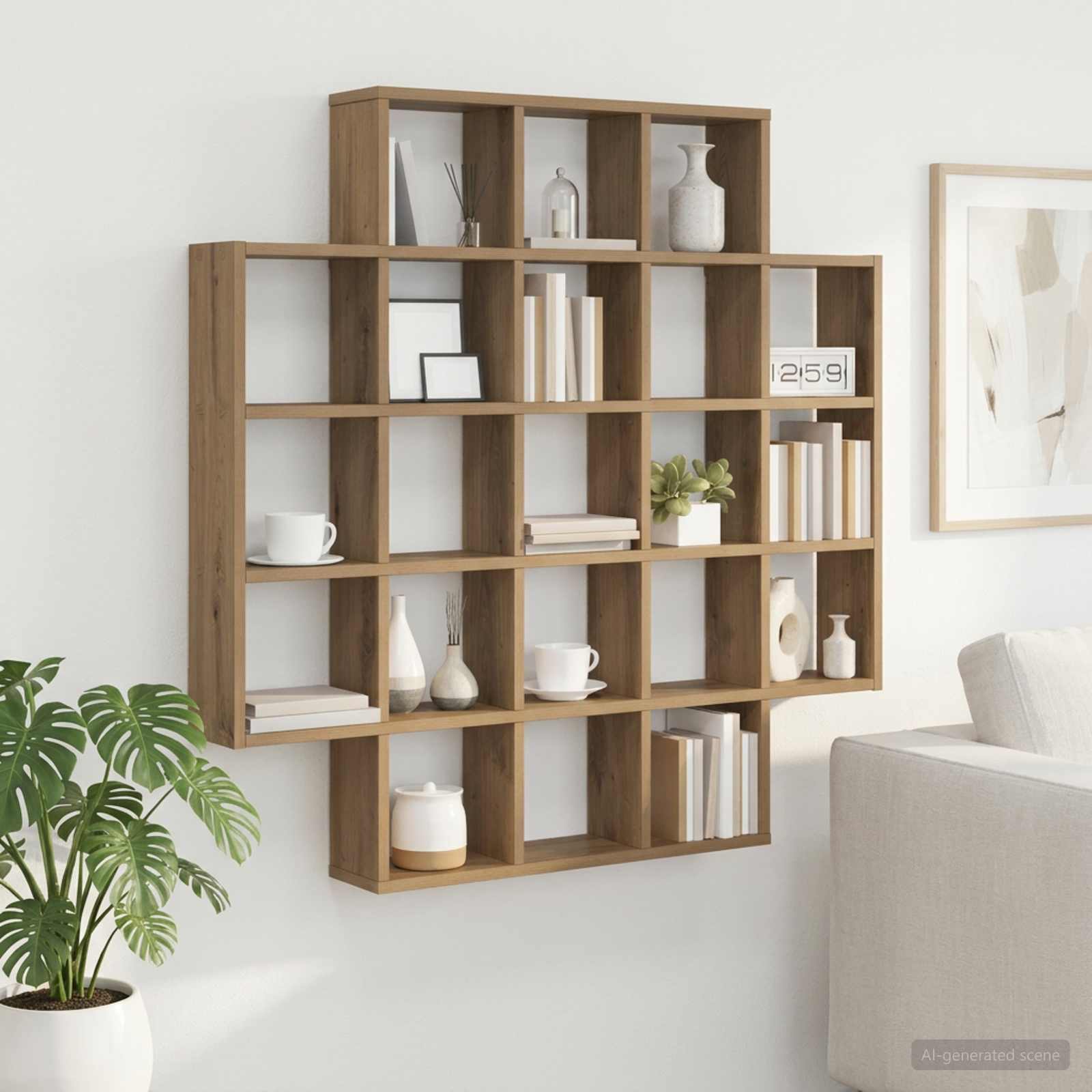 Scaffale da parete Rovere Artigianale 100 x 13 x 100 cm | homemem39