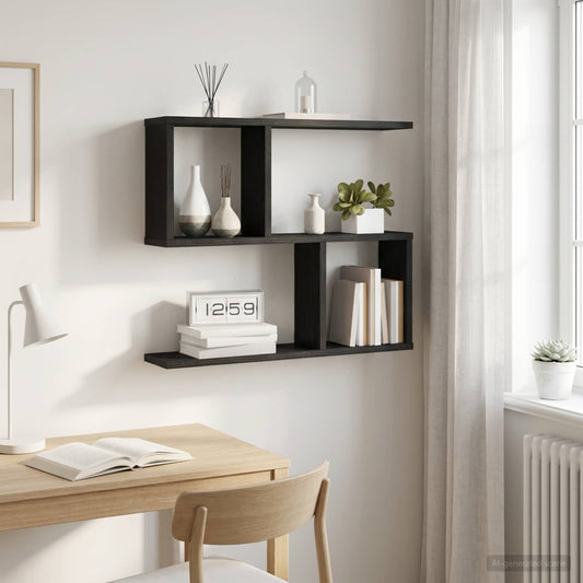 Scaffale da parete Rovere Nero 60 x 12 x 50,5 cm