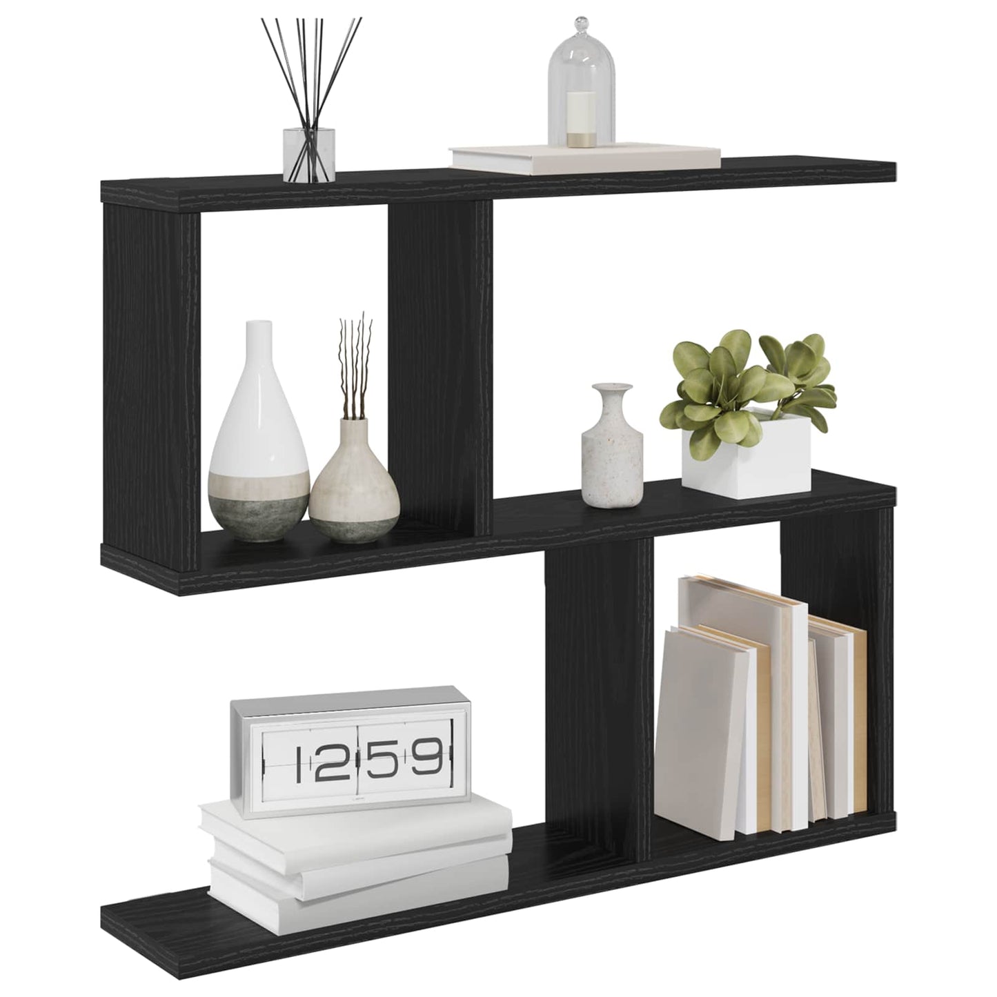 Scaffale da parete Rovere Nero 60 x 12 x 50,5 cm | homemem39