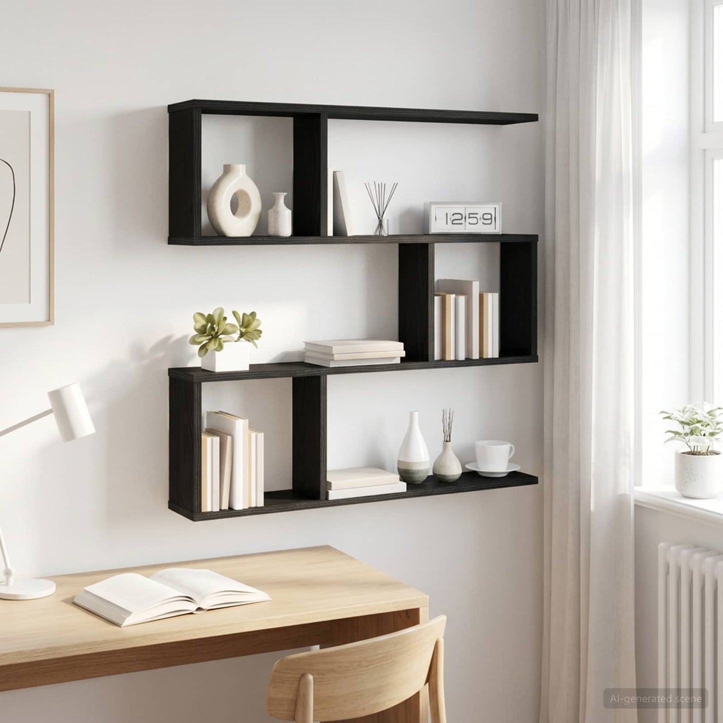 Scaffale da parete Rovere Nero 80 x 12 x 79,5 cm | homemem39