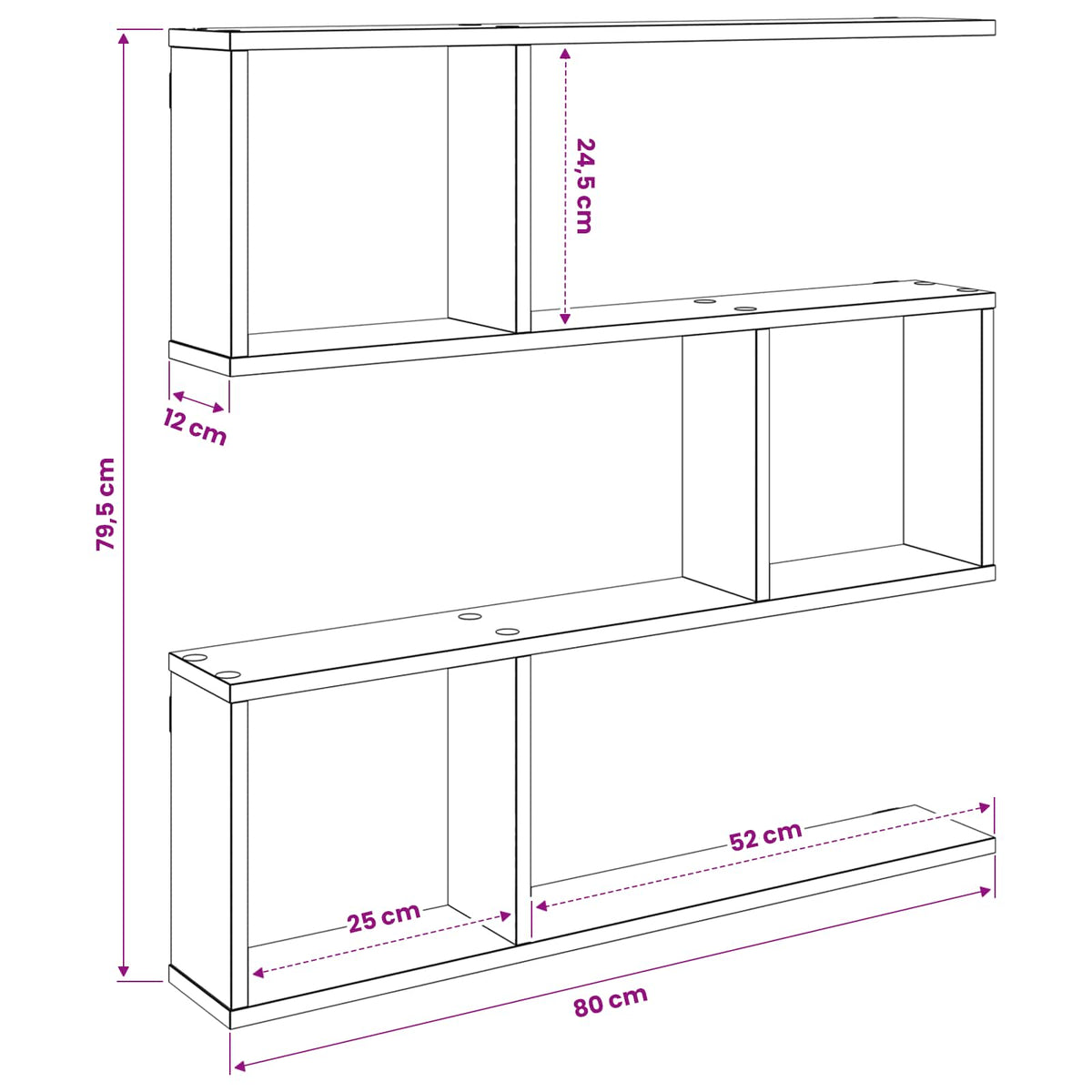 Scaffale da parete Rovere Fumo 80 x 12 x 79,5 cm | homemem39