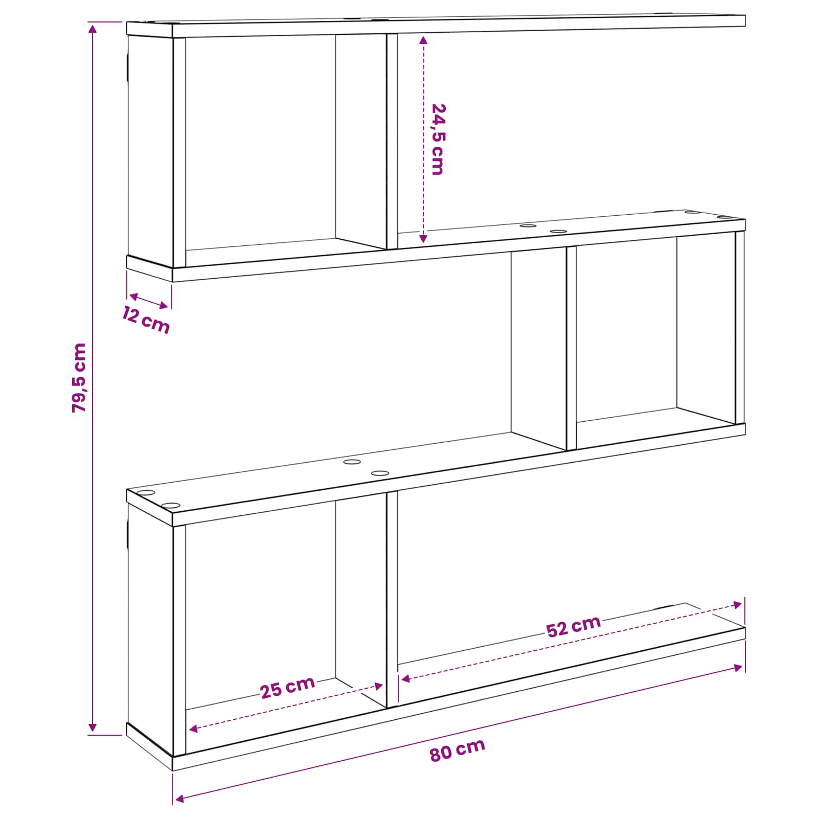 Scaffale da parete Rovere Artigianale 80 x 12 x 79,5 cm | homemem39