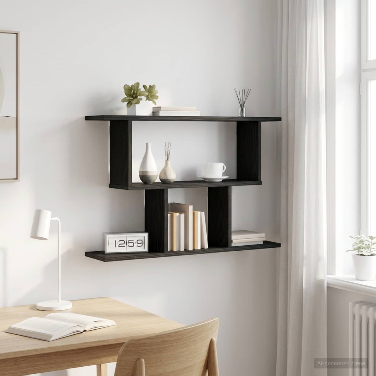 Scaffale da parete Rovere Nero 80 x 15 x 50,5 cm | homemem39