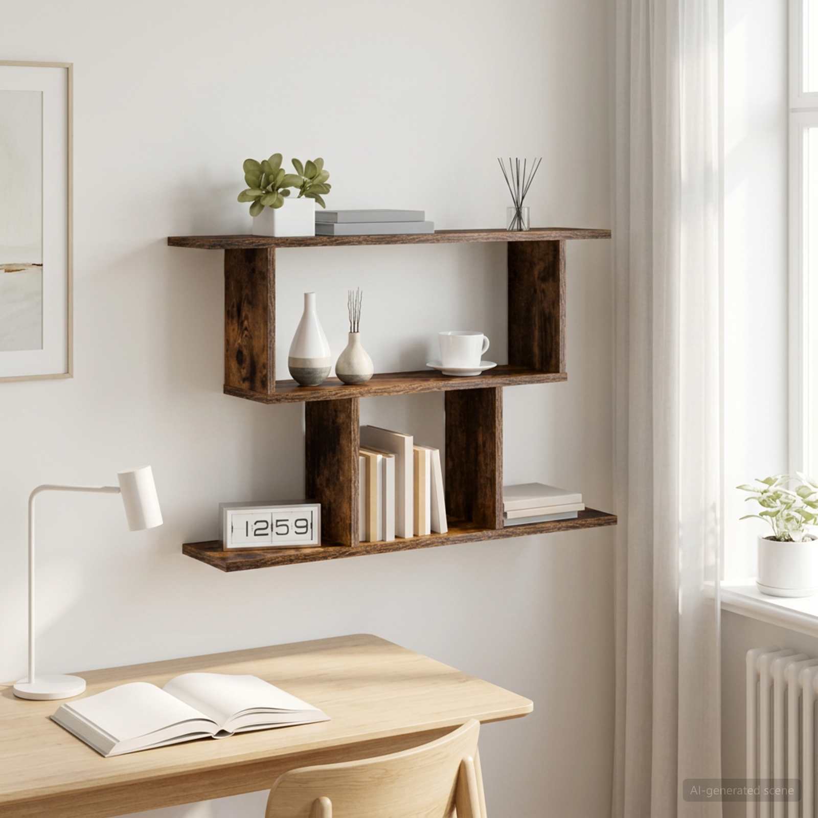 Scaffale da parete Rovere Fumo 80 x 15 x 50,5 cm | homemem39