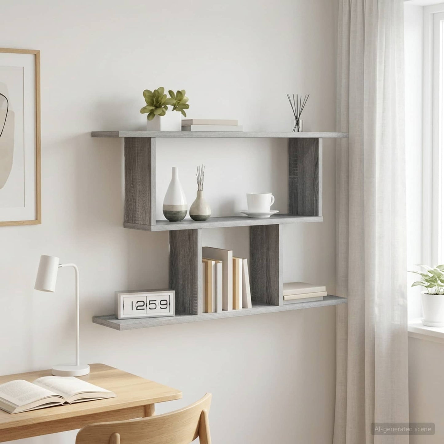 Scaffale da parete Sonoma grigio 80 x 15 x 50,5 cm | homemem39