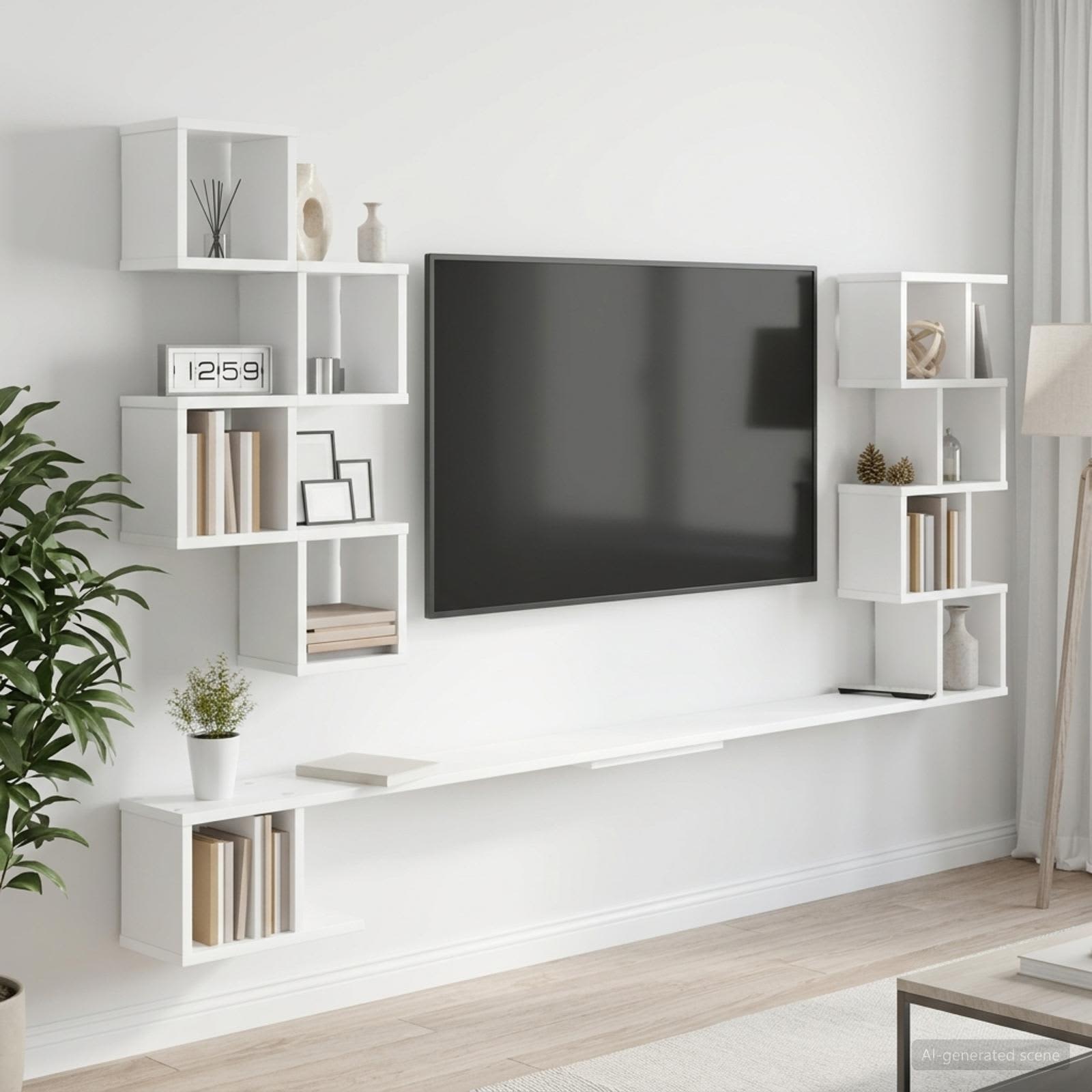 Mensola per TV da muro Bianco 180 x 15 x 94 cm | homemem39