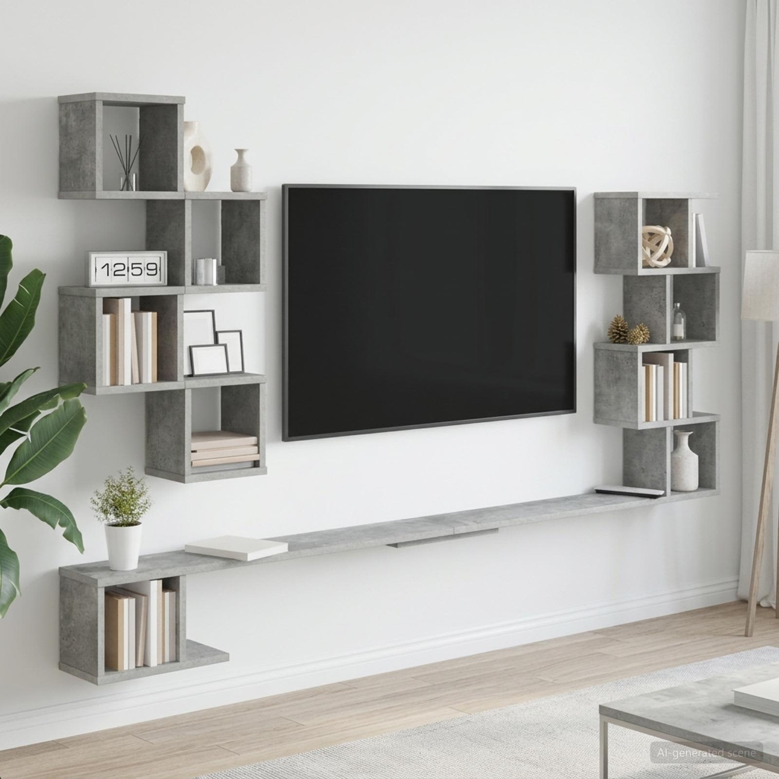 Mensola per TV da muro Grigio Cemento 180 x 15 x 94 cm | homemem39
