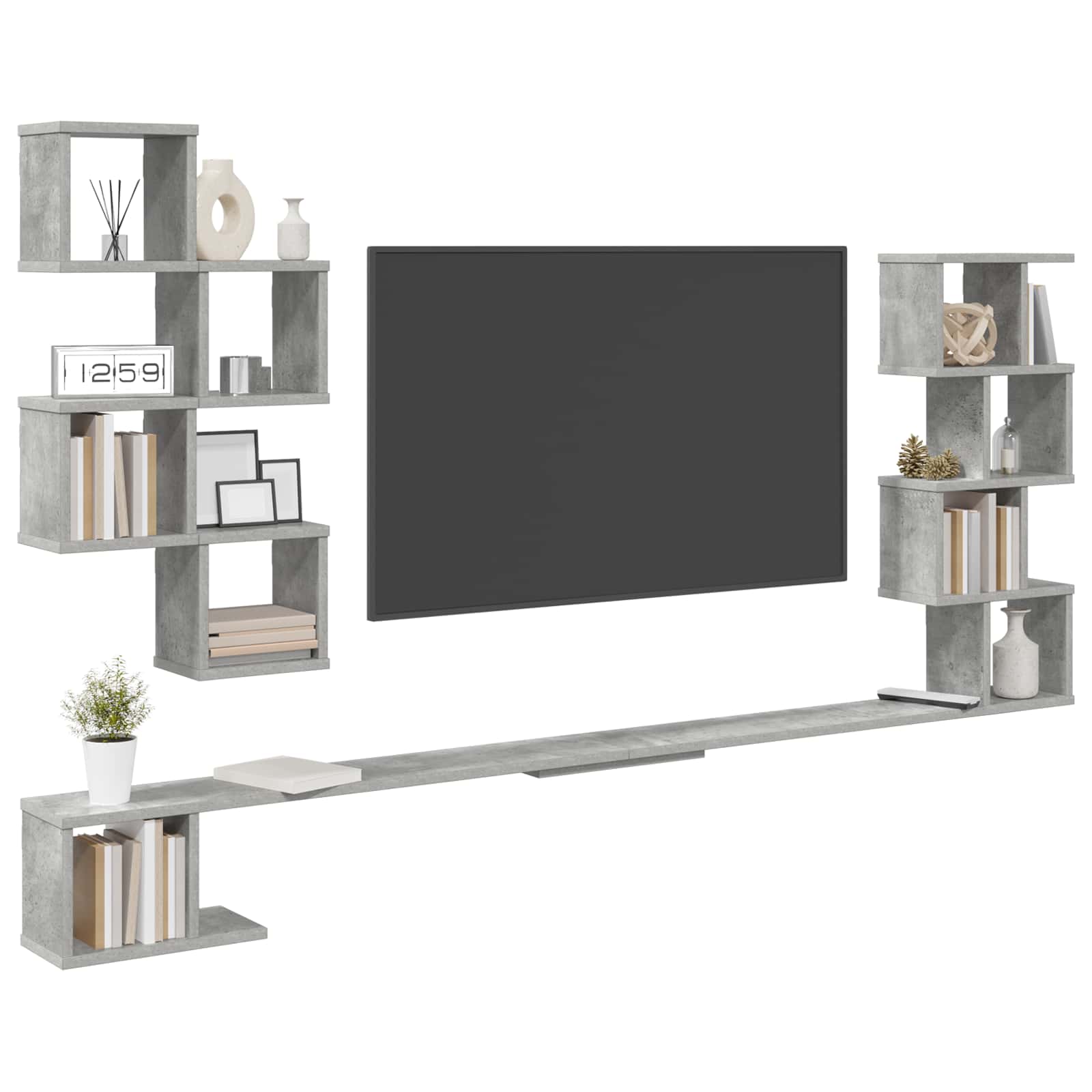 Mensola per TV da muro Grigio Cemento 180 x 15 x 94 cm | homemem39