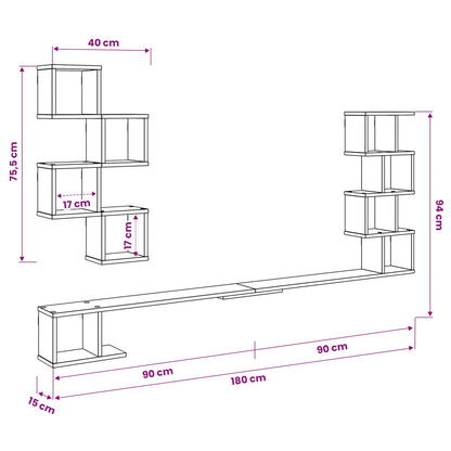 Mensola per TV da muro Grigio Cemento 180 x 15 x 94 cm | homemem39