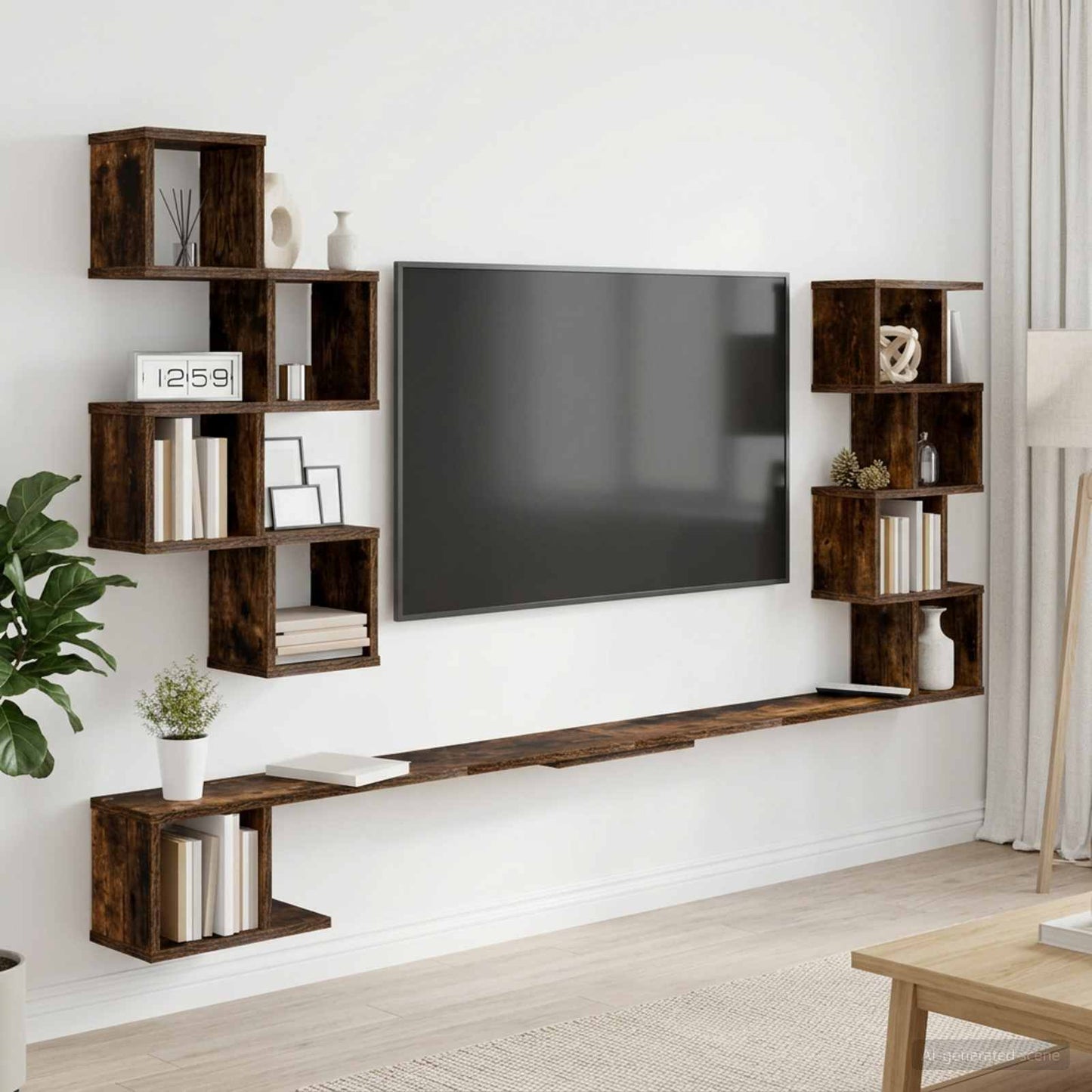 Mensola per TV da muro Rovere Fumo 180 x 15 x 94 cm | homemem39