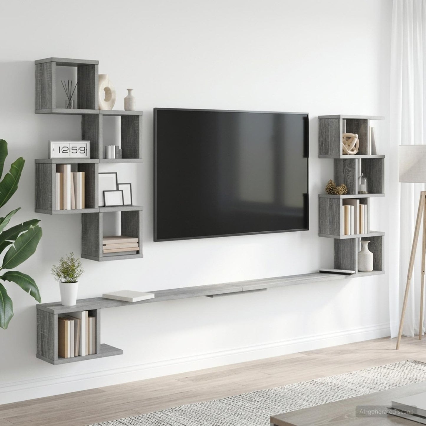 Mensola per TV da muro Sonoma grigio 180 x 15 x 94 cm | homemem39