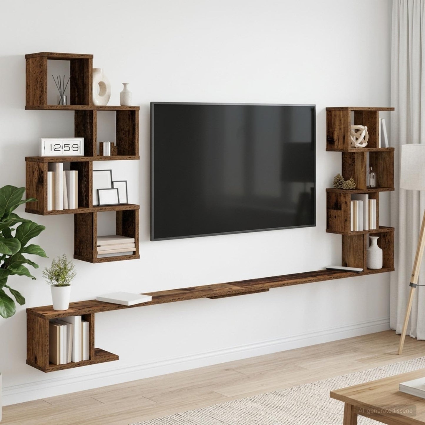 Mensola per TV da muro Legno antico 180 x 15 x 94 cm | homemem39