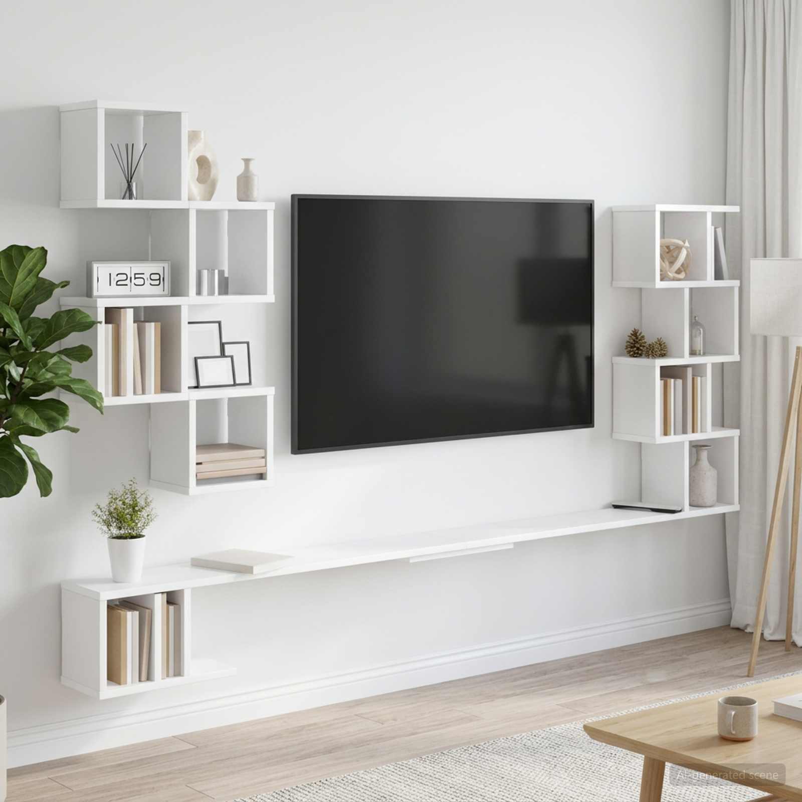 Mensola per TV da muro Bianco 160 x 15 x 94 cm | homemem39